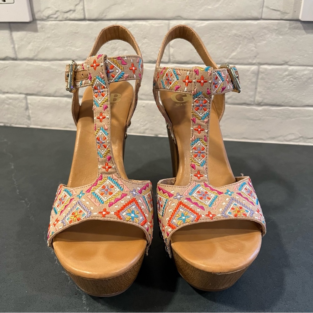 Gianni Bini Multicolor Embroidered Platform Sandals - Picture 4 of 16